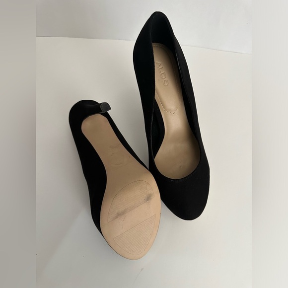 Aldo Women's Black Suede Gold design Shoes Heel Size US 7 - Picture 6 of 7